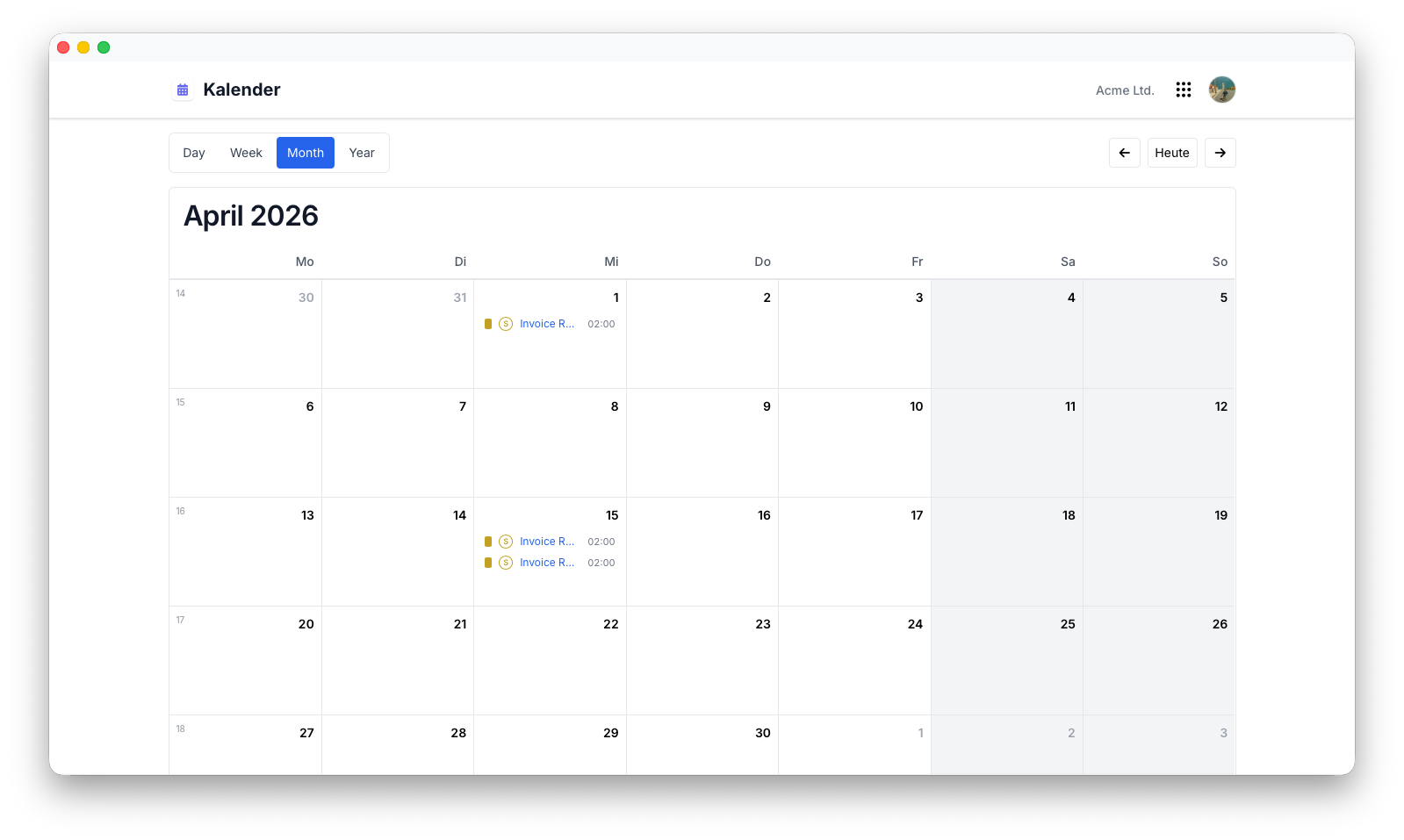 Calendar Overview