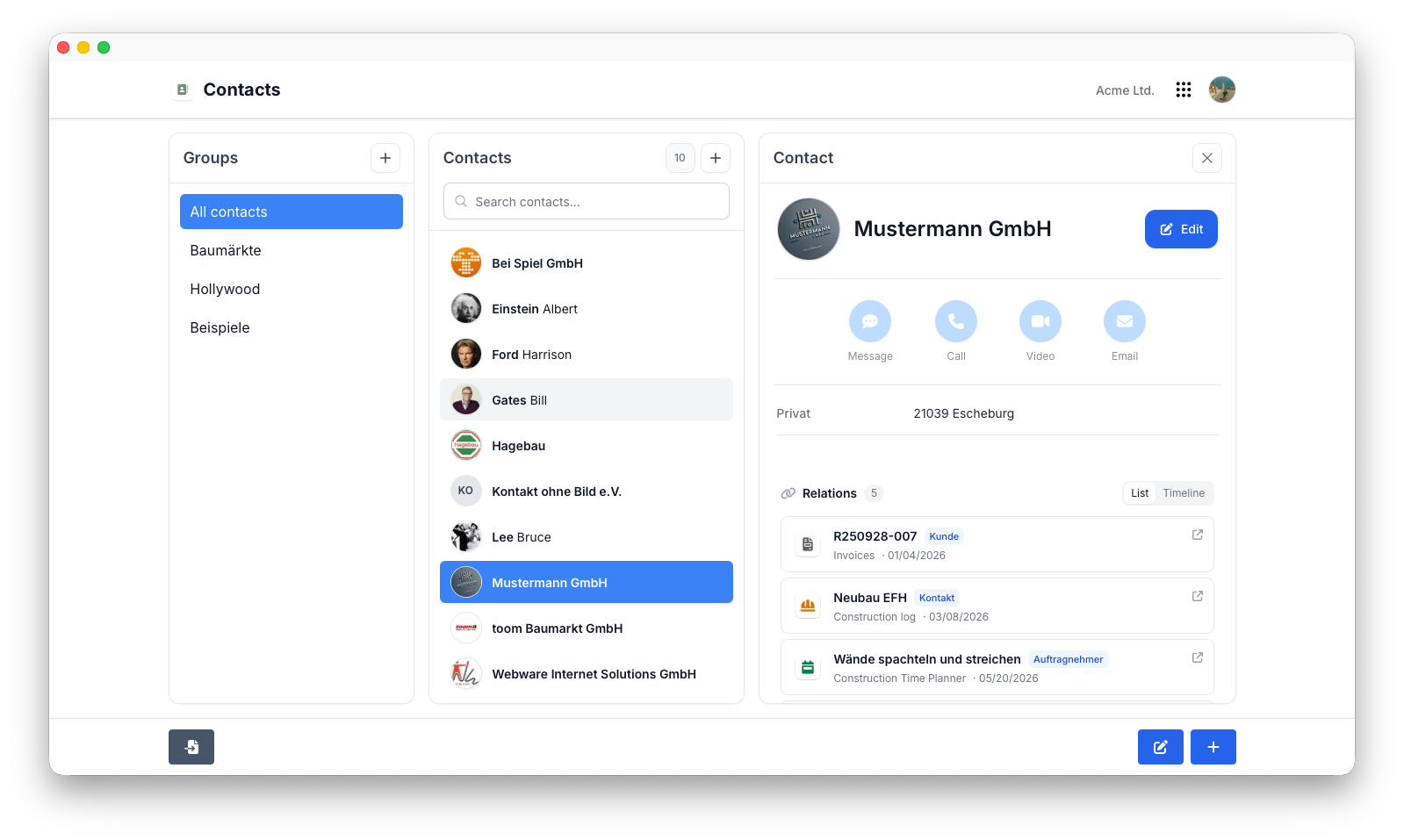Contacts Overview